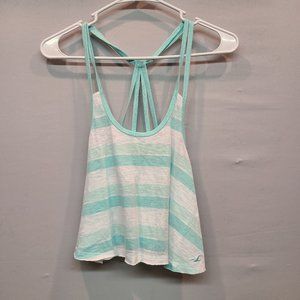 Hollister Crop Tank Top Green Striped Juniors Extra Small